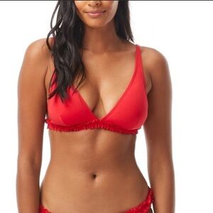 Kate spade Iced Cherry Cruize M Red Bikini Top Cabana Ruffle